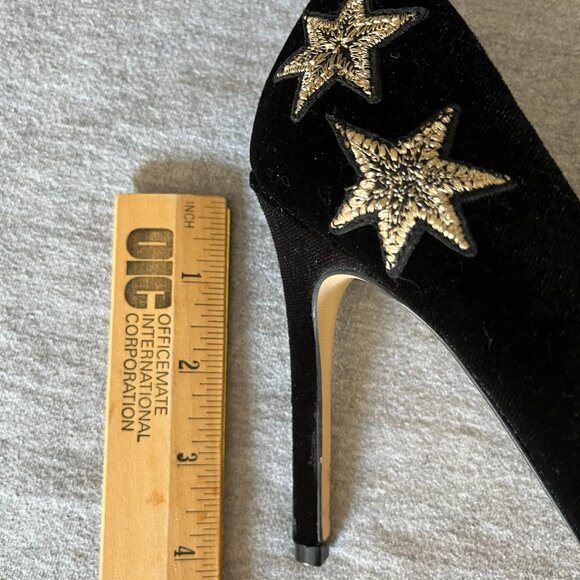 Mix No. 6 Black Velvet Heels w/ Gold Stars.  Never Worn.  Size 7.5 US | 38 EU - Picture 7 of 12